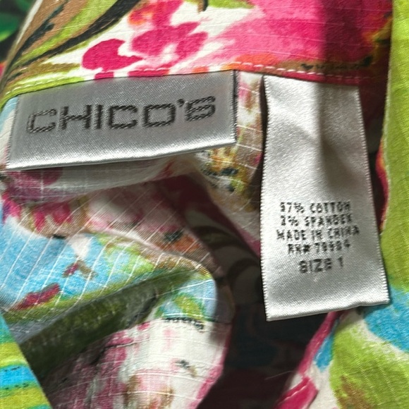 Chico's Colorful Tropical Hawaiian Lightweight Jacket Women's Sz 1 Medium - Picture 5 of 16